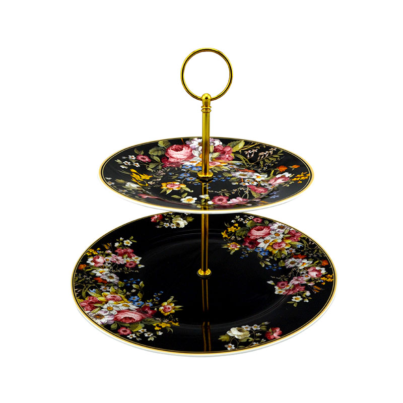 【義大利Easy life】宮廷花園系列-雙層點心盤(骨瓷)